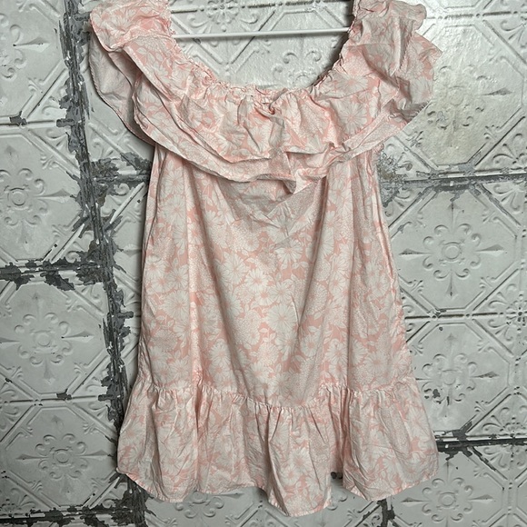 Lisa Marie Fernandez for Target ruffle light pink floral off shoulder dress - Picture 5 of 7